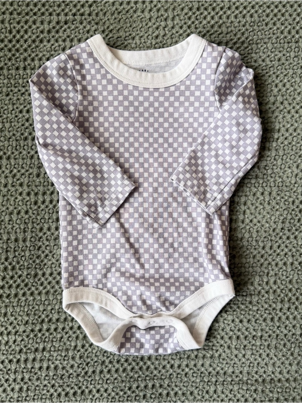 Cat & Jack Gray and White Checkerboard Long-Sleeve Baby Bodysuit
